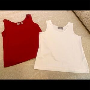 Set of 2 Chico’s dressy tank tops - maroon and white - size 2 (M)